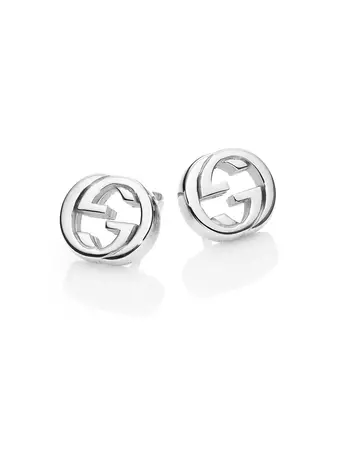 Shop Gucci Interlocking G Sterling Silver Stud Earrings | Saks Fifth Avenue