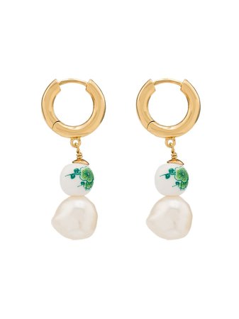 Anni Lu 18K Gold-Plated Heloise Floral Pearl Drop Earrings Ss20 | Farfetch.com