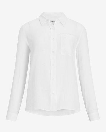 One Pocket Button-up Boyfriend Shirt | Express