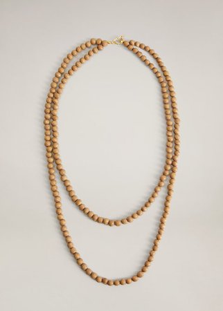 Wooden bead necklace - Women | Mango USA brown