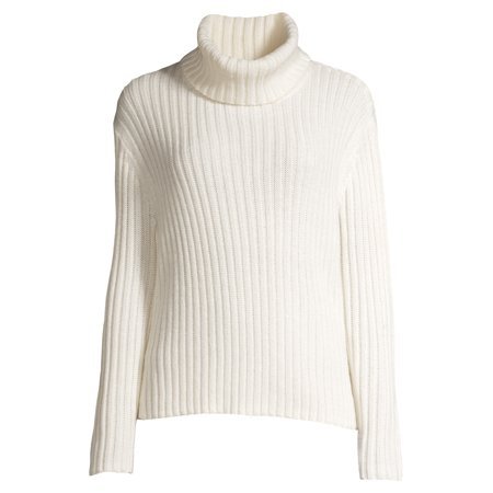 Scoop - Scoop Women's Ribbed Turtleneck Sweater with Side Buttons - Walmart.com white