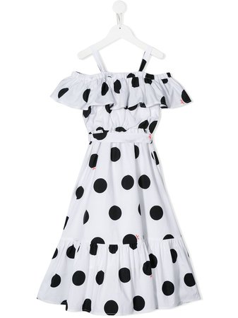 Shop white Msgm Kids polka-dot cold shoulder dress with Express Delivery - Farfetch