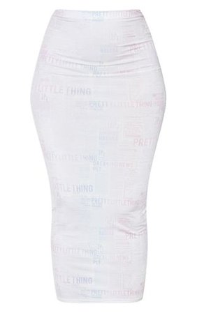 Plt Iridescent Printed Second Skin Longline Skirt | PrettyLittleThing