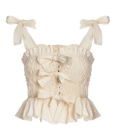 frilly cream top