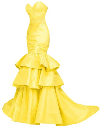 Dress Long mermaid yellow ruffled