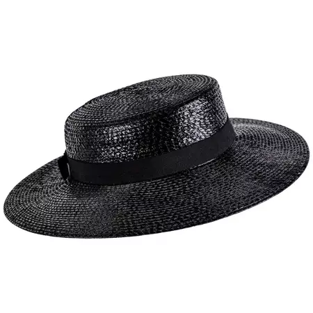 Yves Saint Laurent YSL Vintage Glossy Black Straw Hat, 1980s For Sale at 1stDibs | ysl straw hat, saint laurent straw hat, 1980s hats