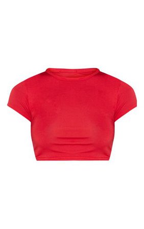 Basic Red Short Sleeve Crop T Shirt - Basic Tops - The Basics - from £4 - Clothing | PrettyLittleThing