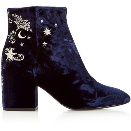 Navy Blue Moon & Star Ankle Boot Heels