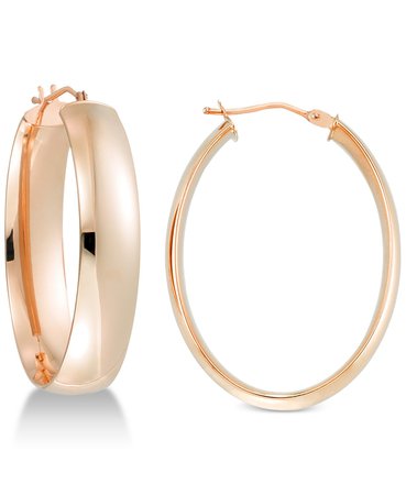 Italian Gold Polished Oval Hoop Earrings & Reviews - Earrings - Jewelry & Watches - Macy's