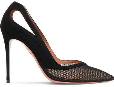 Shiva 105 Cutout Mesh And Suede Pumps - Black