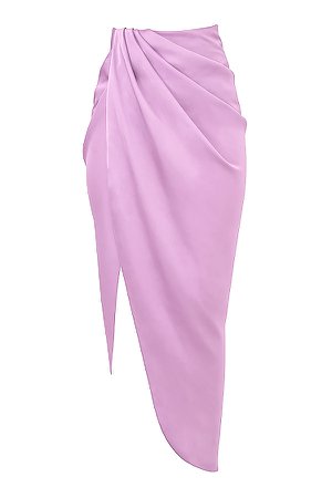 Clothing : Skirts : 'Constance' Lilac Silky Satin Draped Skirt