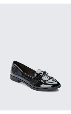 Black Bow Fringe Loafers - Women's Loafers | Select Fashion