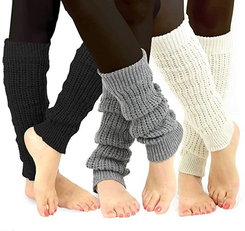 TeeHee Women's Fashion Wool Leg Warmers 3-Pack Assorted Colors (Black, Green, Purple) at Amazon Women’s Clothing store