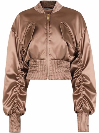 Shop Dolce & Gabbana ruched-bomber jacket with Express Delivery - FARFETCH