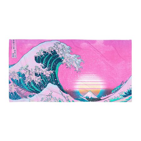 Vaporwave Beach Towel Vaporwave Aesthetic Vaporwave Kanagawa | Etsy
