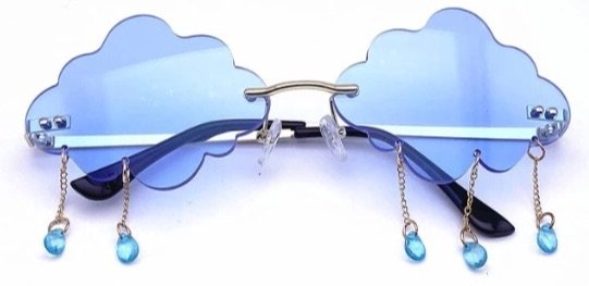 baby blue cloud and rain drop glasses