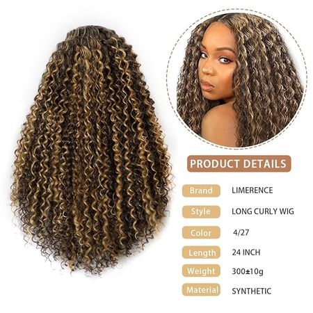Amazon.com: Limerence Long Curly Wig Highlight Wig Wigs for Women Curly Wig Natural Hair Replacement Wigs for Daily Wear (24inch) : Clothing, Shoes & Jewelry