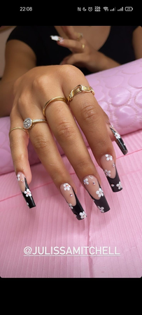 black French with daisy nails