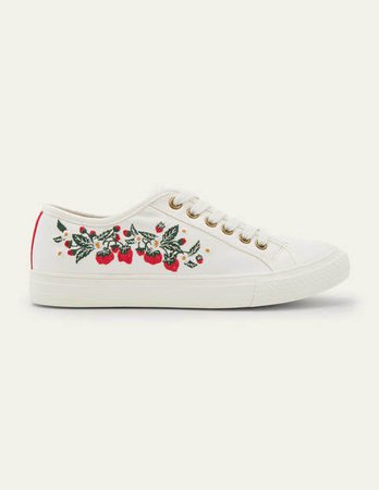 Freya Low Top Sneakers - Ecru, Strawberries | Boden US