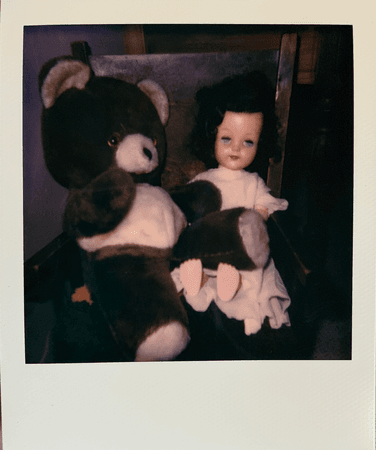 doll and teddy polaroid by @samanthahazard