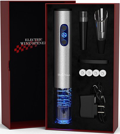 Amazon.com: Electric Wine Opener with Charger- Wine Accessories Christmas Holiday Gift Set Holiday Kit with Batteries and Foil Cutter- Uncle Viner G105: Kitchen & Dining