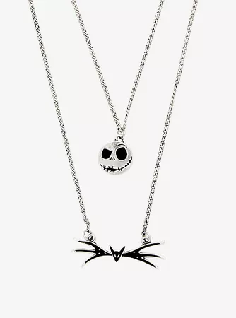 The Nightmare Before Christmas Jack's Head & Bat Bow Layered Necklace
