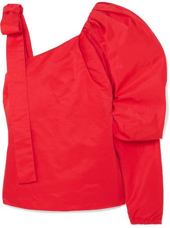 Cooper Cold-shoulder Cotton-blend Poplin Top - Red