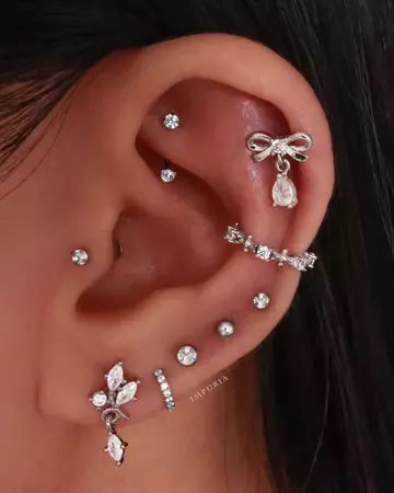 Bow Drop Cartilage Earring Stud Crystal Helix Conch Ear Piercing 16G – Impuria Ear Piercing Jewelry