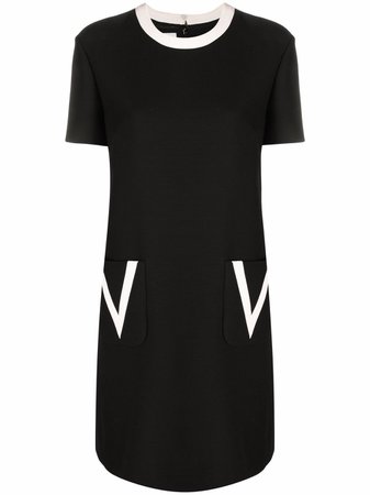 Valentino contrasting-trim short-sleeve Dress - Farfetch