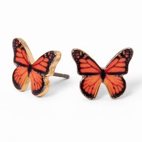 Orange monarch butterfly earrings