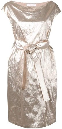 metallic midi dress