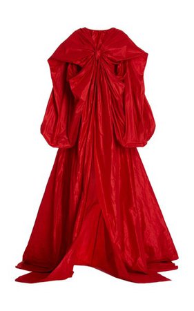 Silk Taffeta Puff-Sleeve Gown By Oscar De La Renta | Moda Operandi