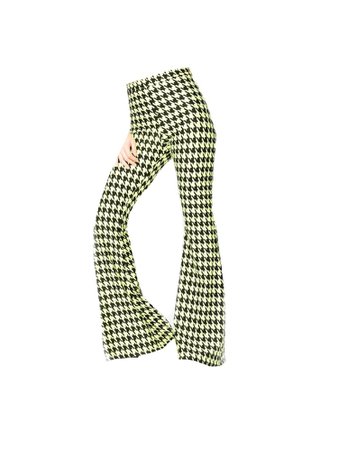 Dolls Kill Neon Houndstooth Wide Leg Trousers