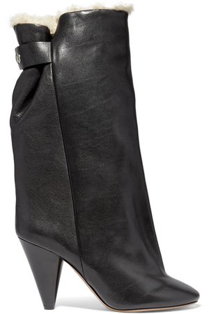 Isabel Marant | Lakfee shearling-lined leather ankle boots | NET-A-PORTER.COM