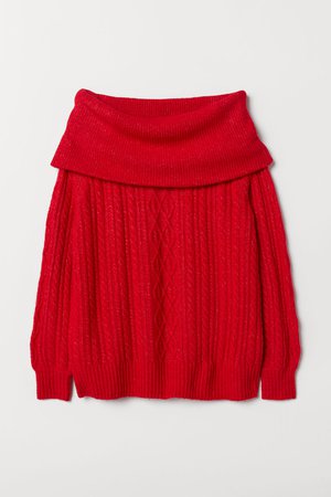 Off-the-shoulder Sweater - Red - | H&M US