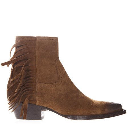 Saint Laurent Lukas Ankle Boots In Camel Suede