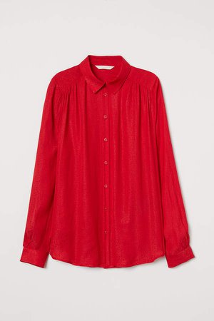 Long-sleeved Blouse - Red