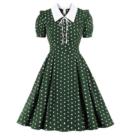 Green polka dot 50s Rockabilly Dress