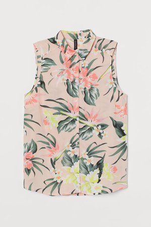 Sleeveless Blouse - Light apricot pink/floral - Ladies | H&M CA