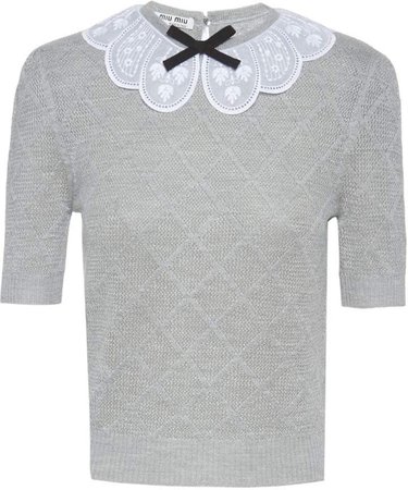 scalloped collar knitted top