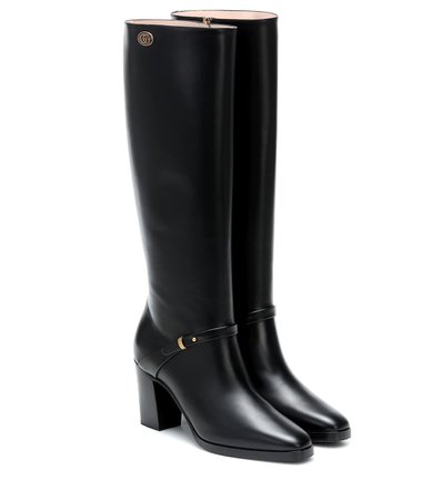 Double G Leather Knee-High Boots - Gucci | Mytheresa