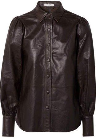 Rhinehart Leather Shirt - Dark brown