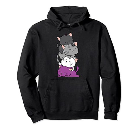 Amazon.com: Kawaii Cat Pile Anime Hoodie - Asexual Pride Flag Kittens: Clothing