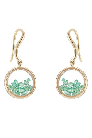 18kt Yellow Gold Chivor Earrings with Emeralds Gr. One Size
