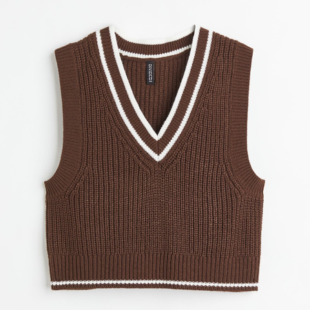 brown crop sweater vest