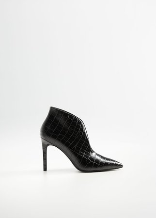 Croc-effect ankle boots - Women | Mango USA black