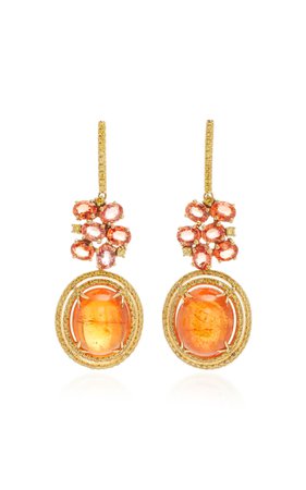 One-Of-A-Kind Mandarin Garnet, Sapphire, And Yellow Diamond Earrings by VRAM | Moda Operandi