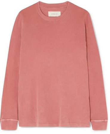 The Long Sleeve Cotton-jersey Top - Pastel pink