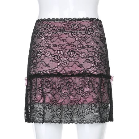 Sweetown Patchwork Lace Gothic Y2K Skirt Woman Punk Style Dark Academia Aesthetic Vintage 90s Streetwear Goth Mini Skirts - buy at the price of $9.70 in aliexpress.com | imall.com