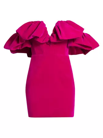 Shop Line & Dot Golden Hour Velvet Gathered Minidress | Saks Fifth Avenue